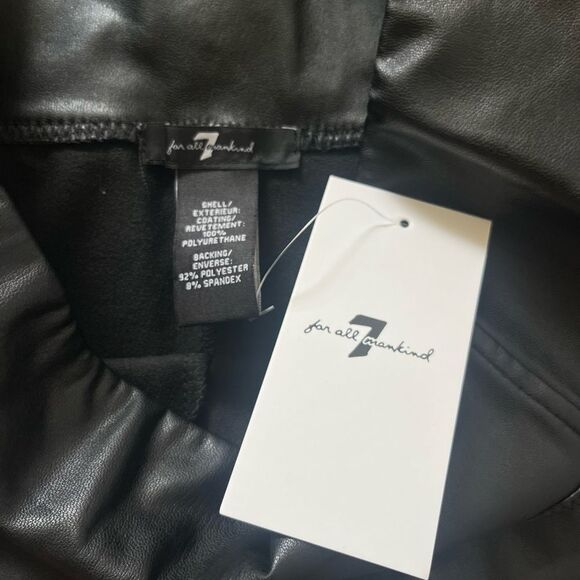 NWT 7 For All Mankind Black Faux Leather Leggings - Picture 6 of 7